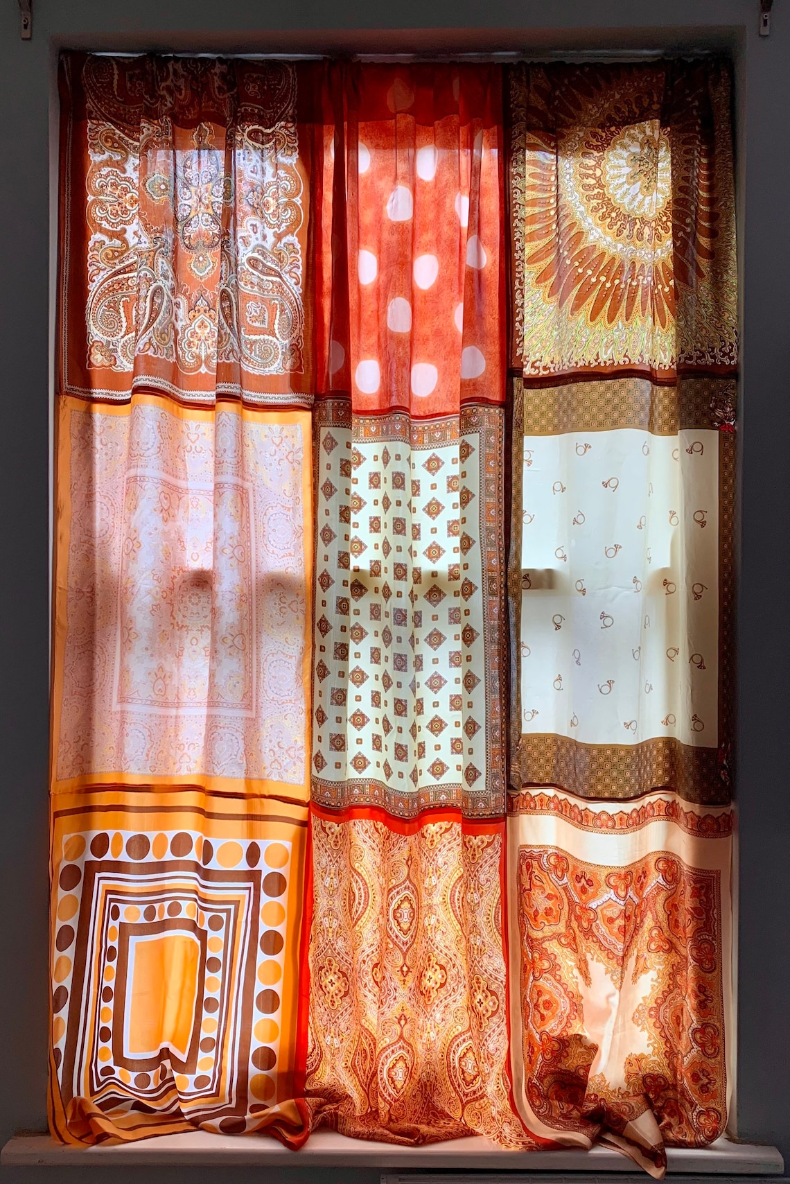 Vintage Scarf Curtain neutral Curtain Boho Curtain Bedroom Etsy