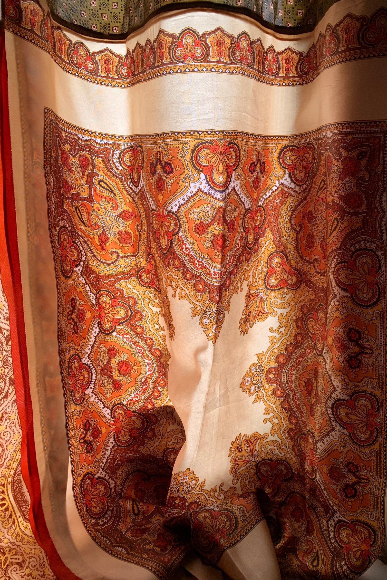 Vintage Scarf Curtain neutral Curtain Boho Curtain Bedroom Etsy