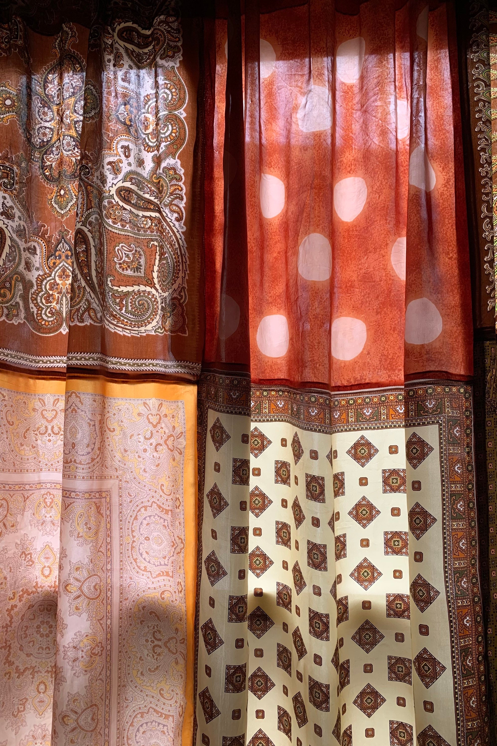 Vintage Scarf Curtain neutral Curtain Boho Curtain Bedroom Etsy