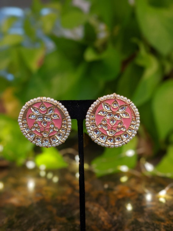 Meenakari stud earrings deals