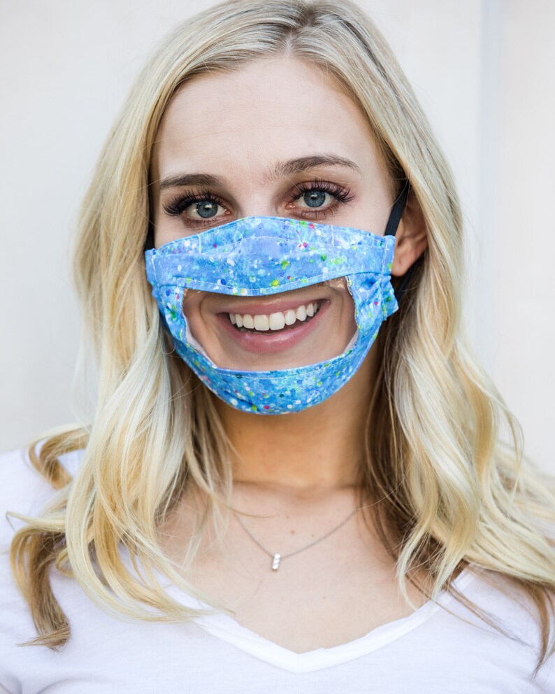 Face Mask With Clear Window and Nose Wire Washable Reusable Etsy