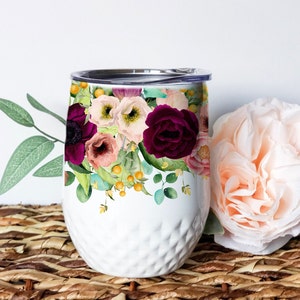Floral Watercolor Stainless Steel Wine Tumbler