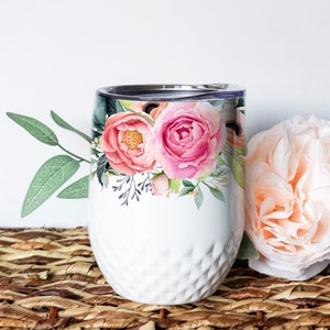 Floral Watercolor Stainless Steel Wine Tumbler