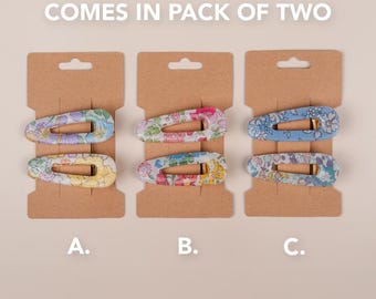 Handmade Liberty London Floral Pattern  Resin Hair Clips - Set of 2