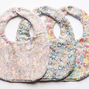 Liberty Baby Bib, Cute Bib, Pale Pink Bib, Toddler Bib, Floral Print Bib, Half Year Birthday, Joanna Louise, Bibs for Baby shower gift