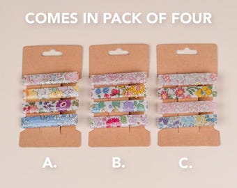 Liberty London Floral Hair Clips - Resin Bow Alligator Clips, Set of 4