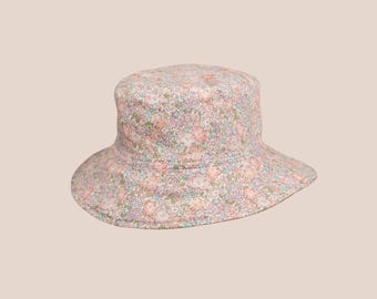 Liberty London Floral Bucket Hat: Handmade Cotton Sun Hat, Michelle Pink