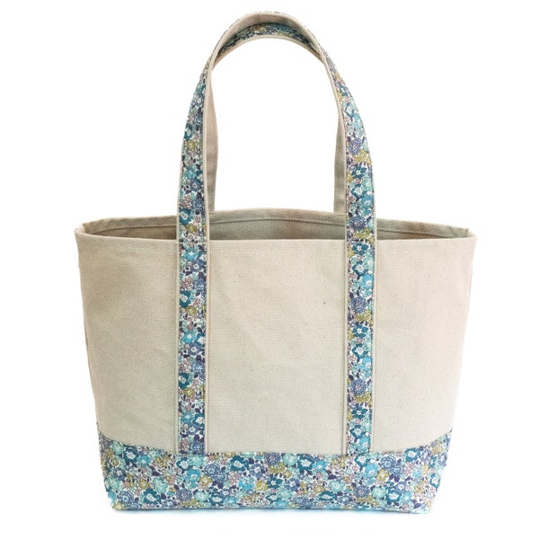 Liberty of London Tote Bag / Mittelgroße Baumwolltasche / Tote Bag / Große Einkaufstasche / Liberty of London Shopper blau