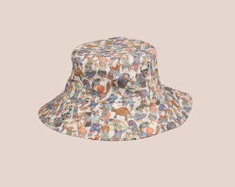 Liberty London Bucket Hat: Hullabaloo Animal Print, Adjustable Strap, matching hats