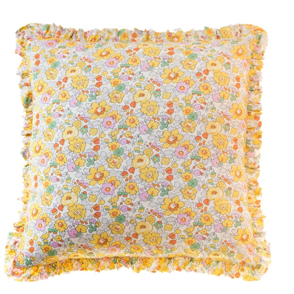 Liberty of London Cushion Cover / Betsy Yellow / Floral Cushion Cover / Throw Pillow Cover / Ruffled throw cover