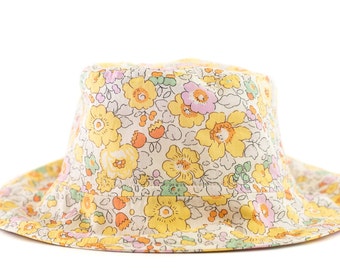 Liberty of London Summer Bucket Hat / Sun Hat / Toddler Bucket Hat / Baby Bucket Hat / Children Sun Hat / Handmade Kids Hat / Betsy Yellow