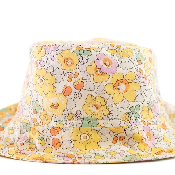 Liberty of London Summer Bucket Hat / Sun Hat / Toddler Bucket Hat / Baby Bucket Hat / Children Sun Hat / Handmade Kids Hat / Betsy Yellow