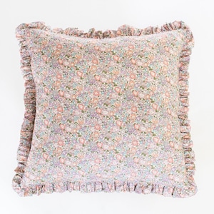 Liberty Print Pillowcase / Floral Cushion Cover with a Ruffled Frill / Michelle E / Throw Pillow / Gathered Edge Pillowcase Liberty Fabric