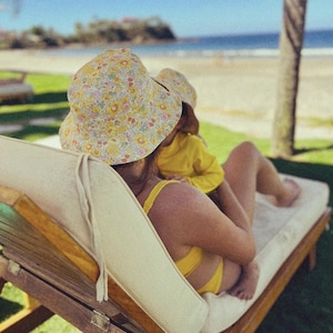 Liberty of London Summer Bucket Hat / Toddler Bucket Hat / Baby Bucket Hat / Children Sun Hat / Mom Daughter Matching Sun Hat / Betsy Yellow