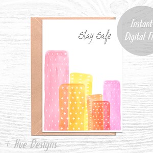 IMPRIMIBLE - Tarjeta Stay Safe - Tarjeta de distanciamiento social
