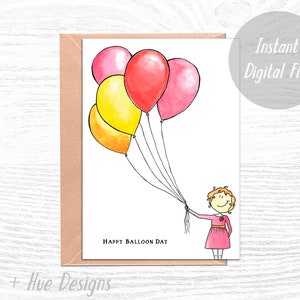 DRUCKBARE - Geburtstagskarte - Happy Balloon Day