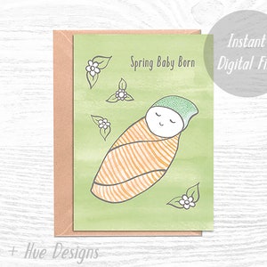 PRINTABLE - Baby Shower Card - Spring Baby Born