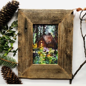 FINE ART PRINT Cabin Painting Original Art  Cottage Wall Decor Theme Rustic Forest Artwork Cabin Woods Cabin Life Gift ,Cottage Fairy Life