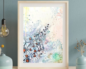 LIMITED EDITION PRINT Artist Signed, Daisy Artwork, Butterfly Art , Bright Home Decor, Spring refresh, Butterfly Art Print, Dreamy Whimsical
