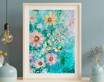 FINE ART PRINT Ethereal Print, Spring Flowers Art, Original Artwork Print, Calming Floral Print, Home Decor Ideas, Moody Art, Magical Dreamy