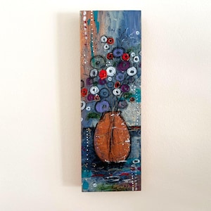 Acrylic Original Painting.   Handpainted by Manda Marble, Tiny Original Art, botanical Hand-painted Art