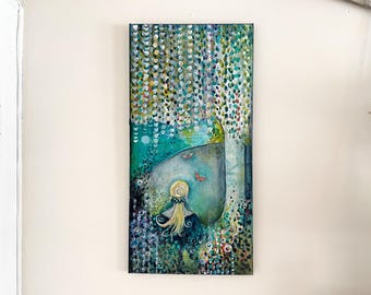 Original Collage Mixed Media Painting on Canvas" When the Root is Deep " by Manda Marble