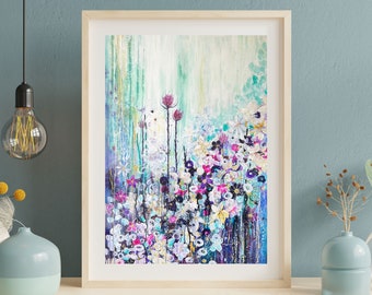 FINE ART PRINT Flower Print, Original Painting Print, Floral Art,  Floral Wall Art, Whimsical Art, Ethereal Art, Dreamy Floral Artwork, Calm