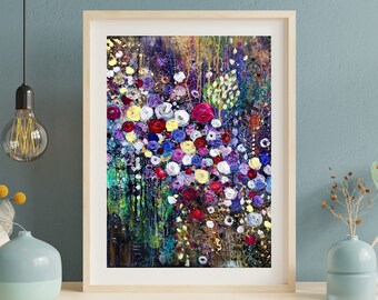 FINE ART PRINT Bold Floral Painting, Original Art, Impressionist Art, Expressionist Floral Artwork, Dramatic Botanical Art,  Floral Original