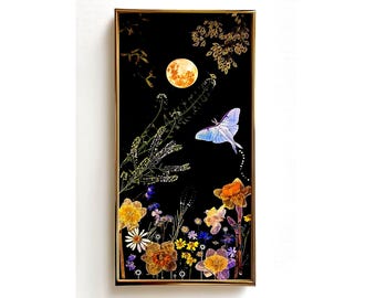Luna Moth Moon Art Print: Dark Academia Victorian Illustration