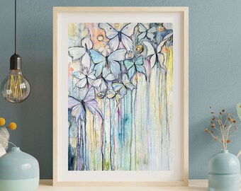 FINE ART PRINT Original Art Butterfly Artwork, Butterfly Print Wiccan Art, Magical Butterfly Spirit Print, Healing Art