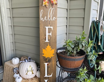 Hello Fall Porch Sign, fall welcome sign, porch sign,  front door sign, fall decor,  fall porch decor