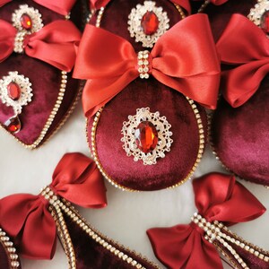 Christmas velvet rhinestone ornaments, Handmade balls in gift box, Xmas  decorations, Tree decorations, Red tree decor, Xmas decorations
