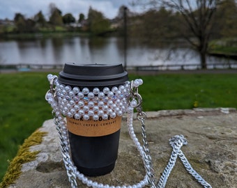 Porte-gobelet, porte-gobelet en perles, sac à main, sac à main pour tasse à thé en perles de café, sac à café, sac à main, sac à café