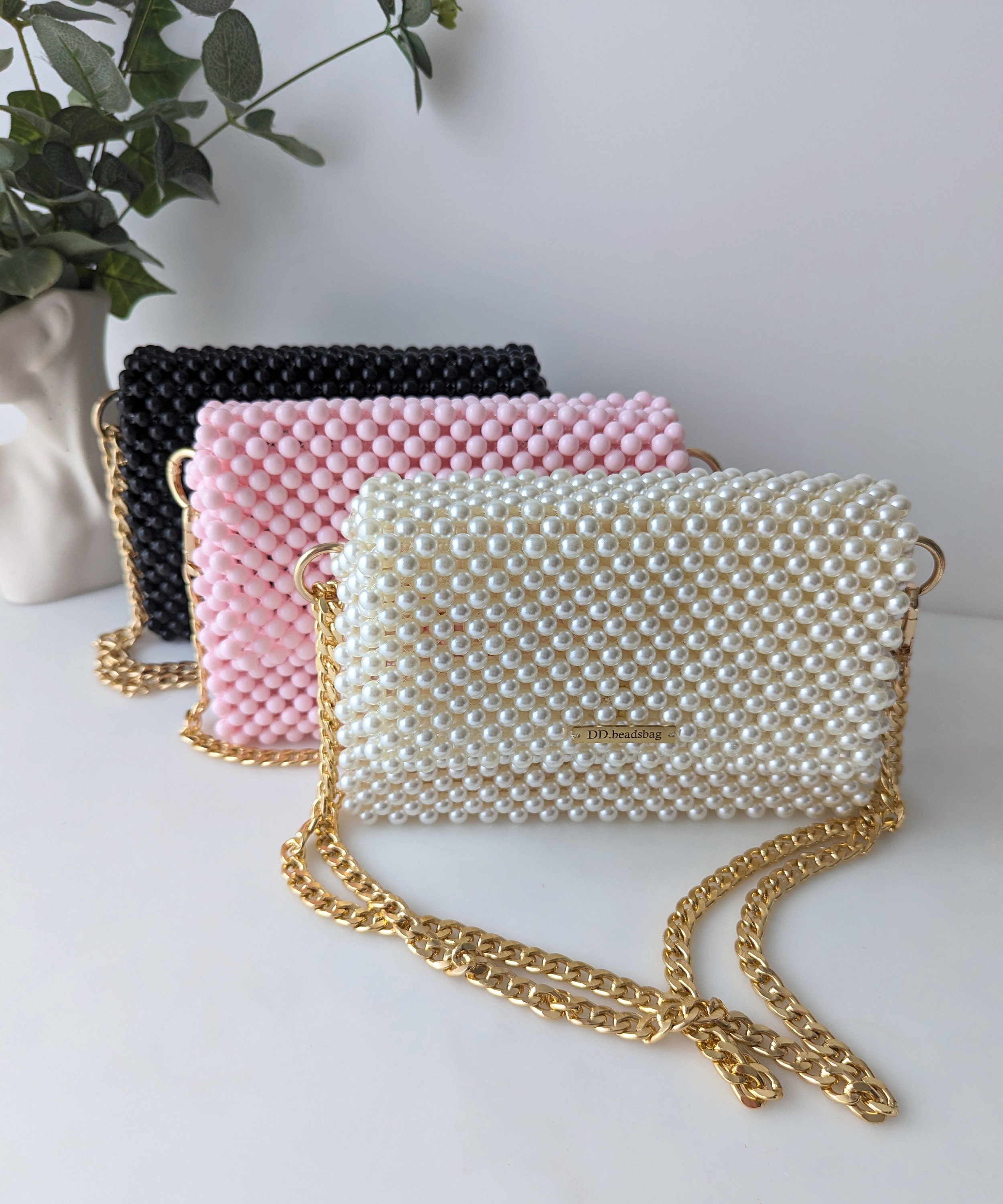 Pochette De Soirée NEYM - Satin Rose Perle Avec Perles - Neuf Jamais Utilisé - Modèle élégant