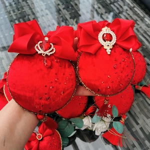 Red Christmas Ornaments, Xmas Decoration ,Rhinestone bauble ,Tree Décor Set, Rhinestone ornament ,Red Baubles, Xmas Tree Ball Set, red  ball