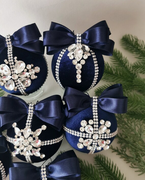 Christmas Rhinestones Ornaments Handmade Balls in Gift Box - Etsy