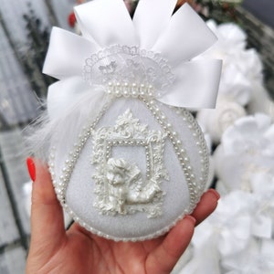 White Christmas Ornaments, Xmas Decorations ,Rhinestone baubles ,Tree Décor Set,Rhinestone ornament, White Baubles, Xmas Tree Ball Set,White