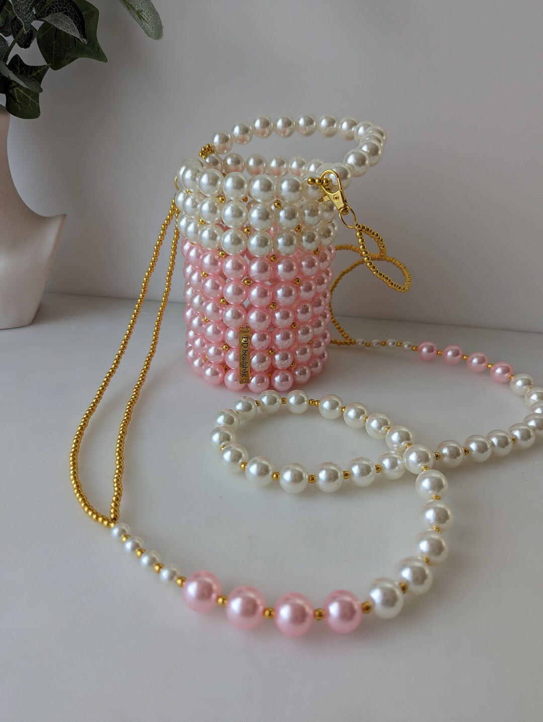 Buy Pearl Beaded Wedding Handbag: White Pink Faux Pearl Evening Bag  Online in India