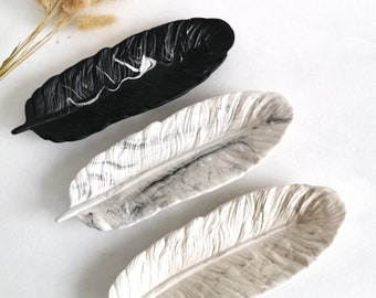 Stone Feather Trinket Tray: Elegant Nightstand Decor