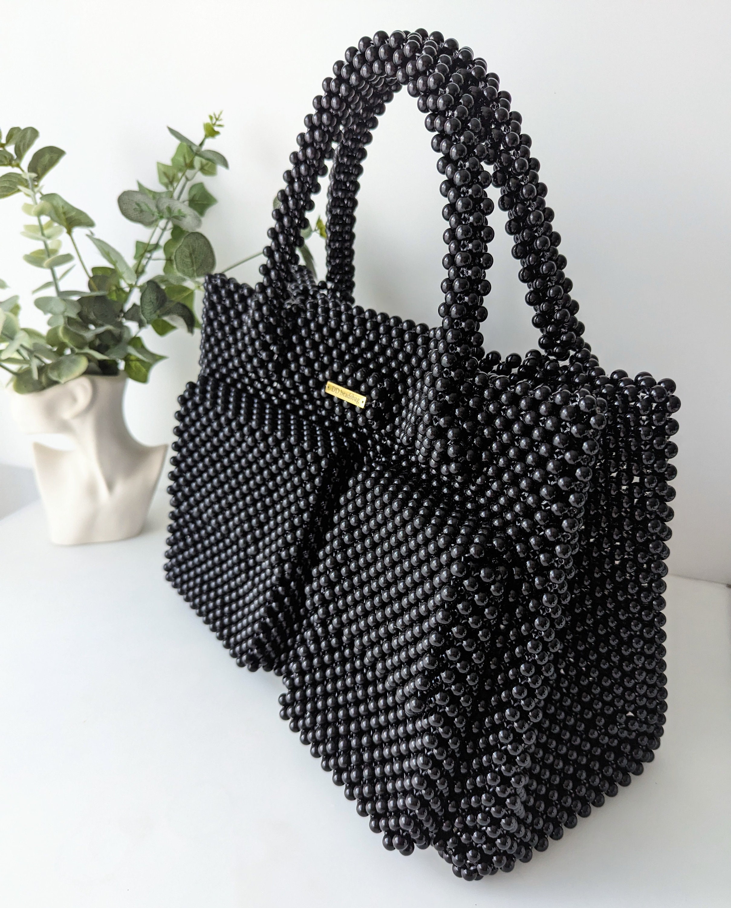 黒のビーズ付きビジネスレディースバッグ - Etsy 日本