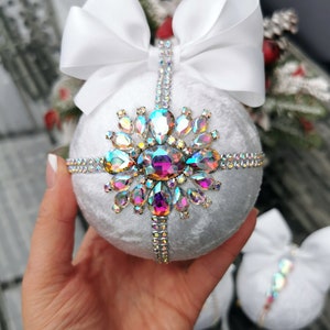 Christmas/Ornaments/ Rhinestone Christmas Ornament/ Rhinestone Velvet Christmas Ornament/ Tree Décor Set/ Handmade Christmas Ornaments