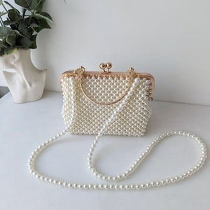 Perle Perlen Tasche | Handgemachte Perlmutt Perlen Tasche | Abendhandtasche | Luxus Tasche | Braut Perlen Tasche |Weiße Perle Tasche | Damen Handtasche