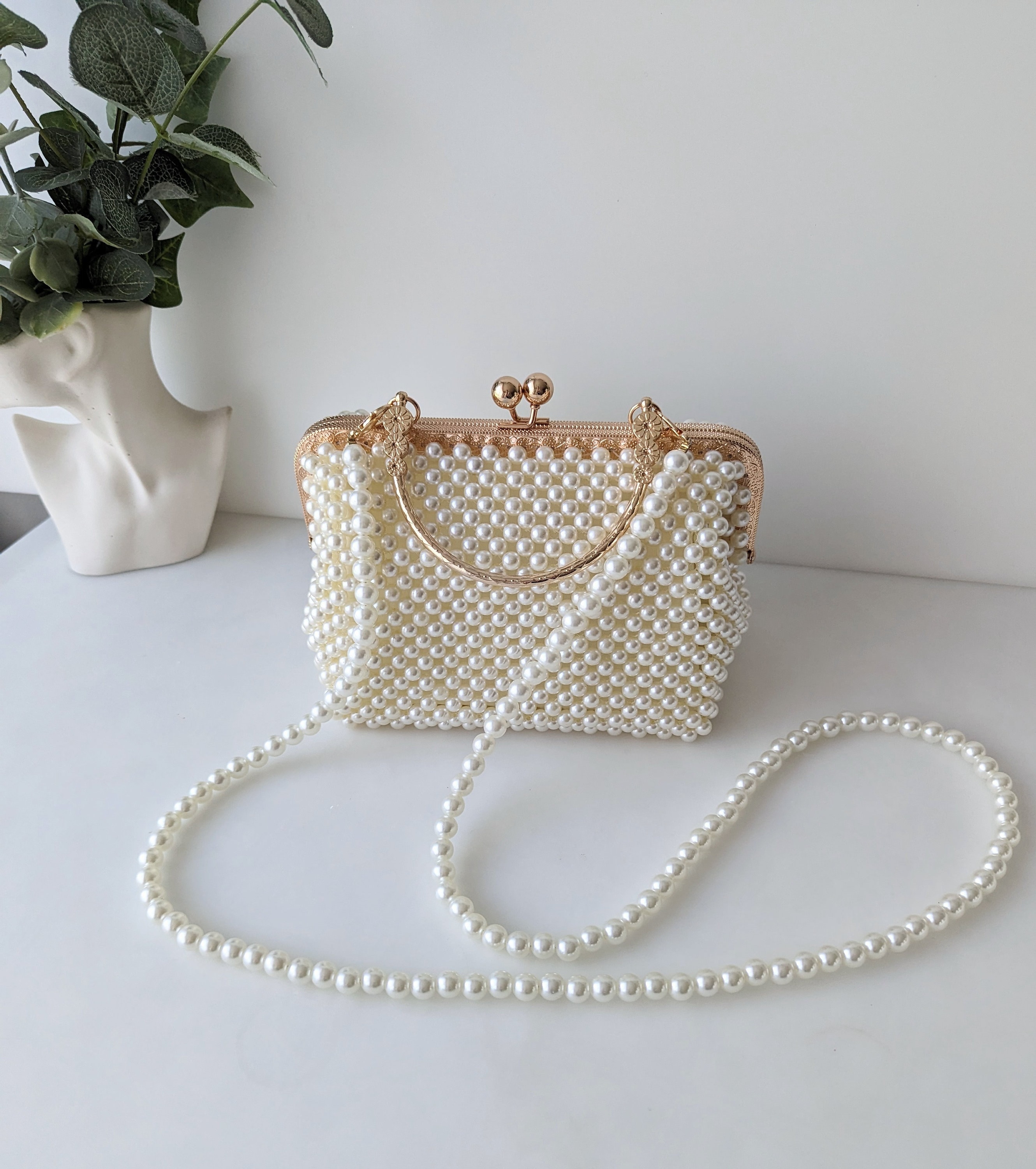 Handmade Faux Pearl Beaded Bag: Bridal Evening Handbag - Etsy