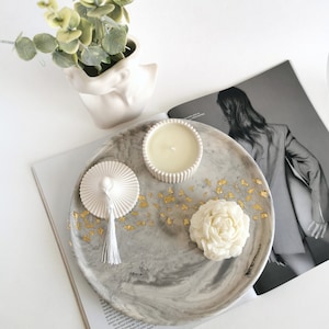 Large Round Stone Decorative Tray | Stone Tray | Concrete Tray | Jesmonite Tray | Concrete Home Décor