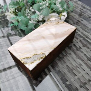 Trinket box | Epoxy Wood Sliding box |Jewellery Treasure Box |Chest | Handmade | Home Décor | memory box |gift box | Trinket Box