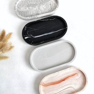 Handmade Jesmonite Oval Trinket Tray: Eco Resin Soap Dish