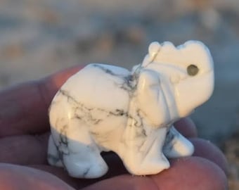 White Howlite Crystal Elephant -  Item #3  - Help support the “Save the Elephants” Foundation.