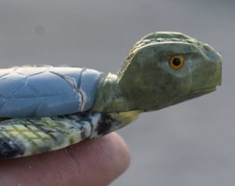Green Serpentine and Gray Angelite Crystal Sea Turtle - Item #3 - Help support the loggerhead Turtle Foundation.