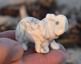 White Howlite Crystal Elephant -  Item #4 - Help support the “Save the Elephants” Foundation.