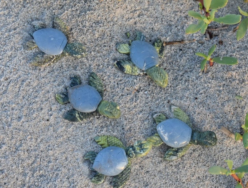 Green Serpentine and Gray Angelite Crystal Sea Turtle Item 3 Help support the loggerhead Turtle Foundation. image 4